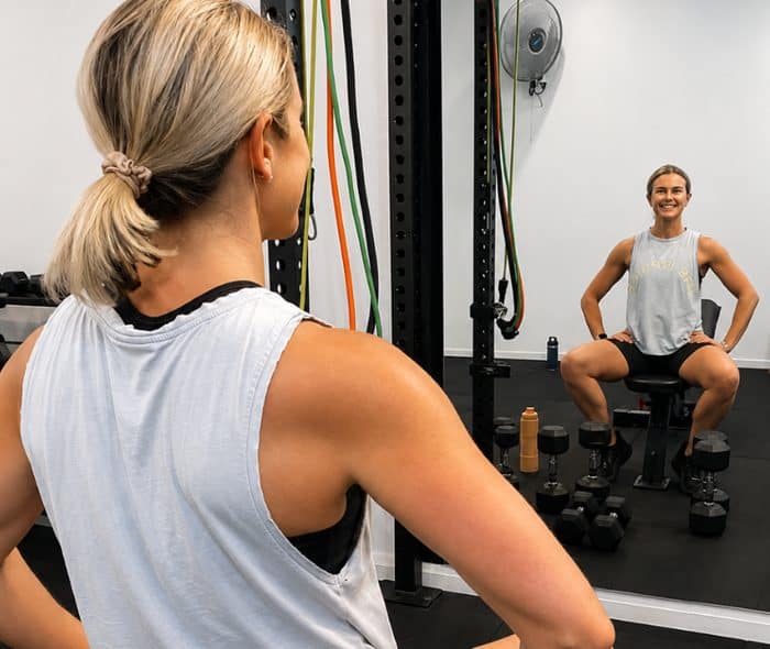 Angela, a client in her 40s training for strength and consistency at The Fitness Space in Maroubra