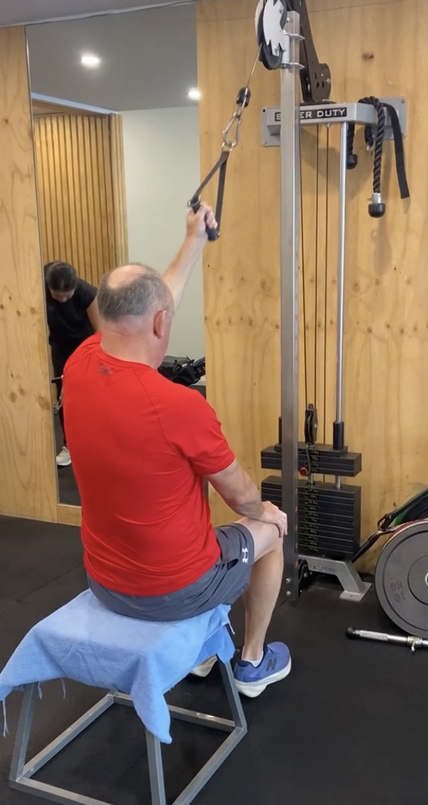 Exercise with arthritis: client training ten weeks after a hip replacement at The Fitness Space, Maroubra Client training ten weeks after a hip replacement at The Fitness Space studio in Maroubra